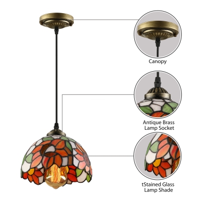 Elegant Tiffany Style Pendant Light with Oversize Sunflower Pattern