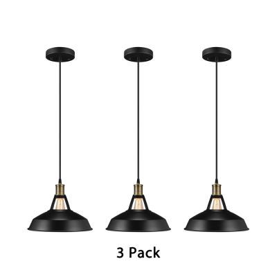 3 Pack Industrial Black Hanging Light with Barn Shade One Light Metal Ceiling Lamp for Kitchen Hallway