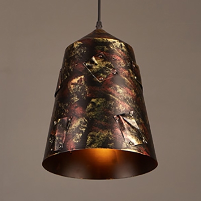 Metal Bell Shape Pendant Lighting Single Light Antique Hanging Light in Rust for Bar Kitchen