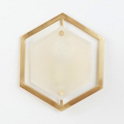 Metal Hexagon Wall Lamp 1 Light Colonial Style Sconce Light in Brass for Hotel Bedroom