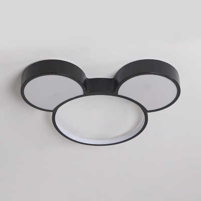 Mickey Mouse Ceiling Light White/Stepless Dimming Cute Acrylic Flush Mount Light for Kindergarten