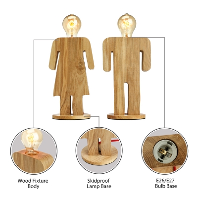 Novelty and Lovely Human Shape Wooden Designer Table Lamp