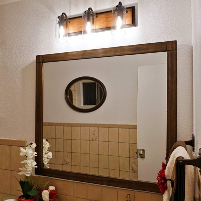 Vintage Style Cylinder Wall Lamp Glass 3 Lights Bronze Wall Light for Dinging Room Living Room