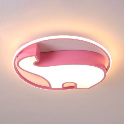 White/Pink/Blue LED Flush Mount Light Lovely Elephant Shape Ceiling Light for Girl Boy Room in Warm