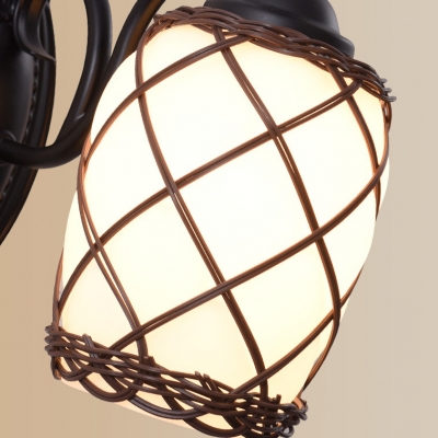 1 Light Barrel Shade Sconce Light American Rustic Metal Sconce Lamp in Black for Hallway Bedroom