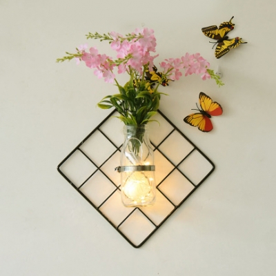 Beautiful String Light Metal and Clear Glass Wall String Light with Bottle and Flower for Living Room