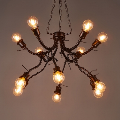 Antique Chandelier Lighting Metal 12 Lights Bronze Pendant Chandelier for Dining Room