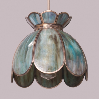 Bedroom Dining Room Lotus Pendant Light Metal Glass 1 Light Vintage Style Ceiling Light with 2 Shape Choice