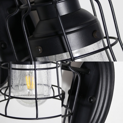 Black Wire Cage Wall Light Single Light Vintage Style Metal Wall Lamp for Restaurant Bar