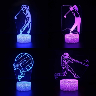 Boy Girl Bedroom 3D Night Light with Touch Sensor 7 Color Changing Touch Sensor LED Illusion Lamp