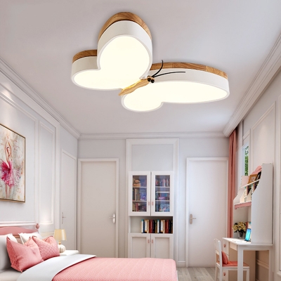 Creative Butterfly Shape Ceiling Mount Light Boy Girl Bedroom Acrylic Metal Slim Panel LED Light Fixture with White Lighting