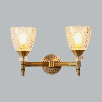 Dome Shade Kitchen Sconce Light Glass Metal 1/2 Lights Vintage Style Wall Lamp in Brass