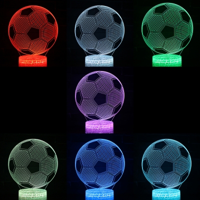 Football Pattern 3D Night Light 7 Color Changing Touch Sensor LED Illusion Light with Battery USB Port