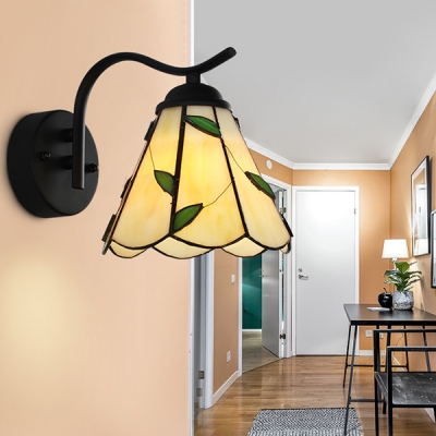 Glass and Metal Wall Lamp Living Room Hallway 1 Light Tiffany Sconce Light