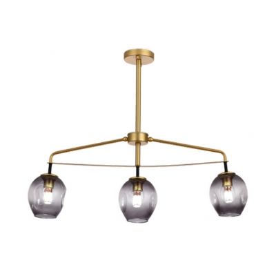 Industrial Black/Gold Island Pendant with Open Glass 3 Lights Light Fixture for Dining Room