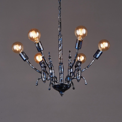 Metal Chandelier 6 Lights Vintage Pendant Lighting for Dining Room Living Room