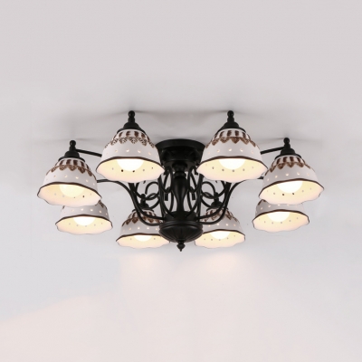 Metal Double Bubble Ceiling Light 3/6/8 Lights Antique Style Semi Flush Light for Hotel