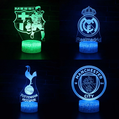 Soccer Element Pattern LED Night Light 7 Color Changing Touch Sensor 3D Illusion Lamp for Bedroom Hallway