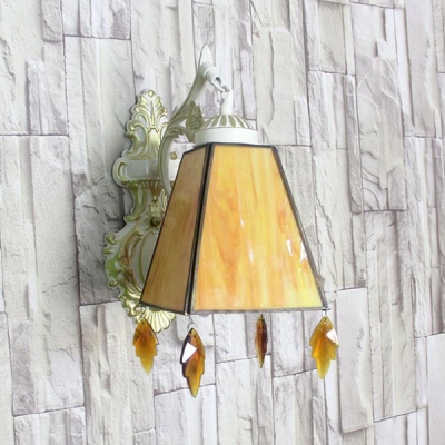 Tapered Wall Lamp with Crystal Decoration 1 Light Traditional Wall Sconce for Living Room
