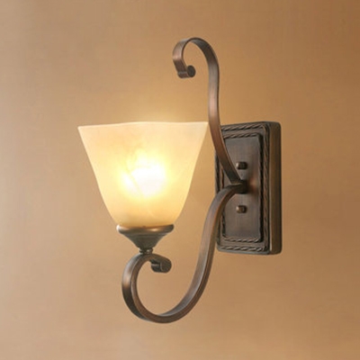 Up Lighting Sconce Light Metal Frosted Glass 1 Light Traditional Wall Lamp for Dining Room Hallway