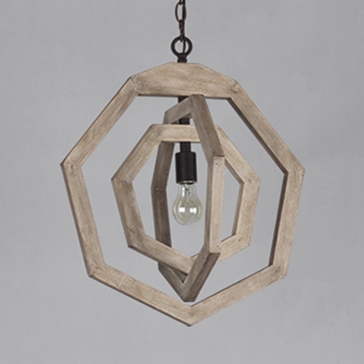 Vintage Style Ceiling Light with Wood Shade 1 Light 3 Color Choice Pendant Light for Restaurant Hallway