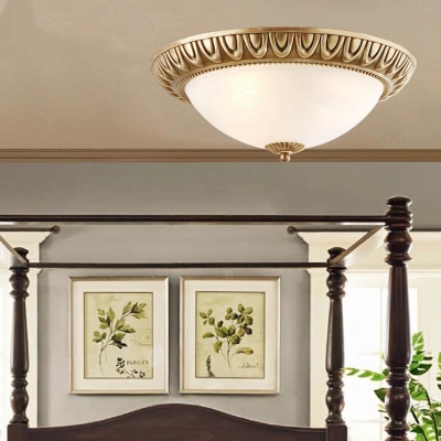 White Bowl Flush Ceiling Light 4/5 Lights Elegant Style Ceiling Light for Living Room