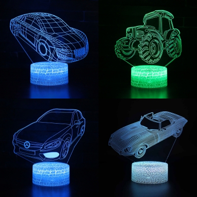 7 Color Touch Sensor 3D Night Light Off-Road Vehicle Remote Control LED Bedside Light for Christmas Gift
