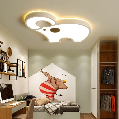 Acrylic Elephant Shape Ceiling Light Boy Girl Bedroom White/Third Gear/Stepless Dimming Flush Mount Light