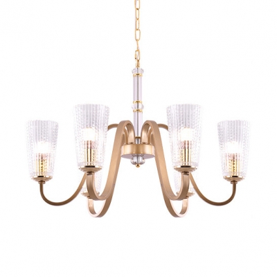 Antique Style Gold Suspension Light Tapered Shade 5/6/8 Lights Metal Chandelier for Foyer