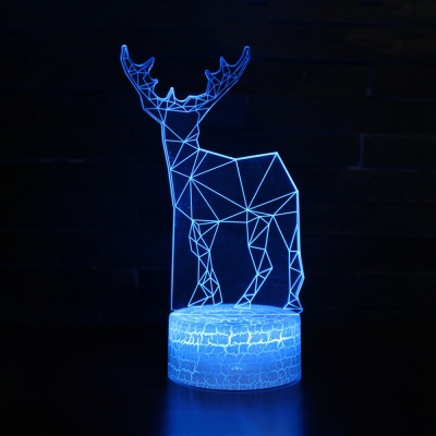 Bedroom Home Decor LED Night Light 7 Color Changing Deer Pattern Design 3D Bedside Light with Touch Sensor