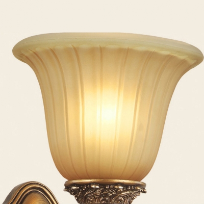 Bell Shade Living Room Sconce Light Metal Glass Single Light Antique Style Wall Lamp in Gold