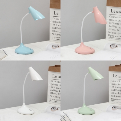 Bell Shape Touch Control Desk Lamp Gooseneck White/Blue/Pink/Green LED Study Light with USB Charging Port