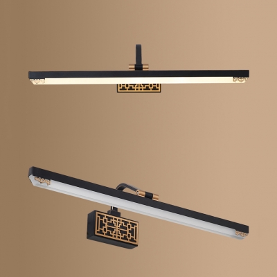 Black Linear Wall Sconce Simple Style Metal Wall Light in Neutral/White/Warm for Bedroom