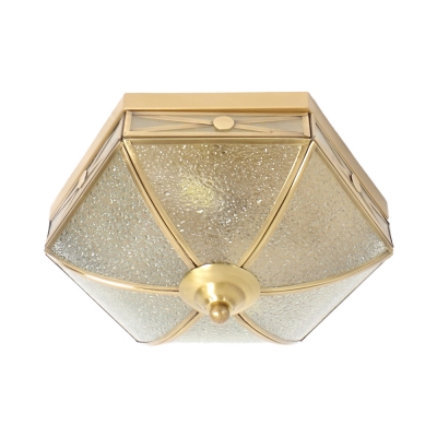 Brass Hexagon Ceiling Lamp 2 Lights Elegant Style Frosted Glass Flush Mount Light for Restaurant
