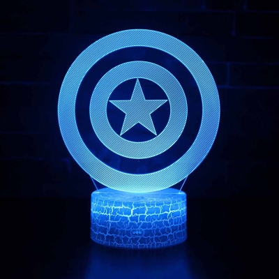 Cartoon Element Pattern 3D Night Light Touch Sensor 7 Color Changing LED Illusion Lamp for Bedroom Bathroom