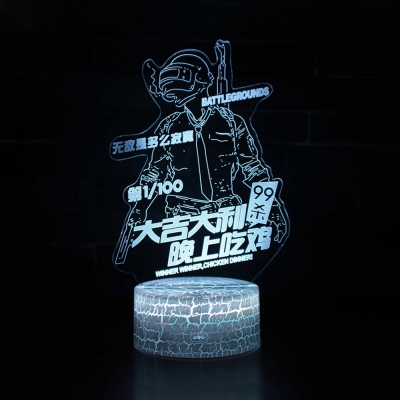 Game Character 3D Night Light Acrylic Flat 7 Color Changing LED Bedside Table Lamp with Touch Sensor for Bedroom
