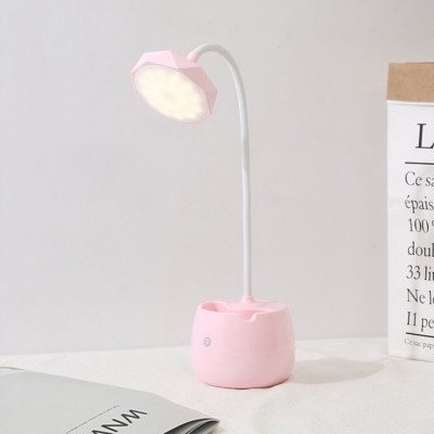 Pen Holder Design LED Desk Light USB Charging Port Flexible Gooseneck Reading Light with Touch Sensor