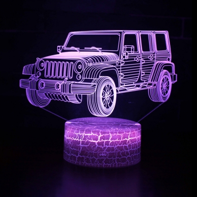 Remote Control 3D Illusion Light Off-Road Vehicle Touch Sensor 7 Colors Changing Nursery Nightlight for Bedroom