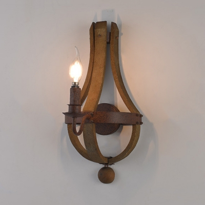 Rust Candle Wall Lights Single Light Vintage Style Metal Wall Sconce for Living Room Bar