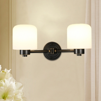 Simple Style Dome Wall Light 1/2 Lights Metal Sconce Lamp in White for Bathroom Bedroom