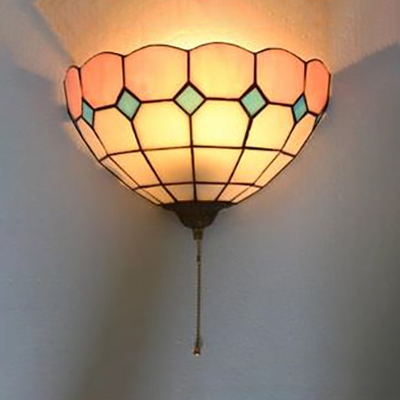 Tiffany Style Sconce Light Stained Glass Hand Made Flower Shape Sconce Lamp for Kitchen Hallway