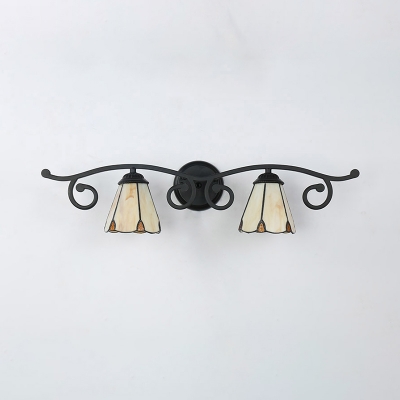 Tiffany Style White/Yellow Sconce Light 2 Lights Glass Sconce Lamp for Bedroom Bathroom