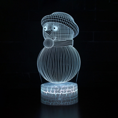 Touch Sensor 3D Night Light Christmas Gift 7 Color Changing Snowman Pattern LED Illusion Light