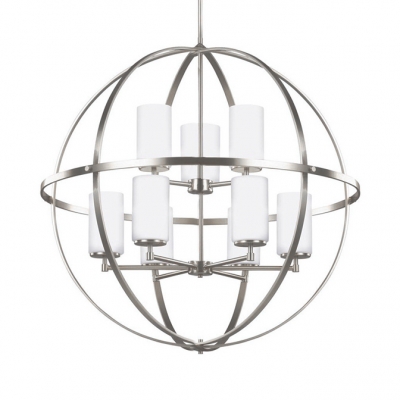Traditional Globe Shape Chandelier Light 9 Lights Metal Hanging Lamp for Restaurant Living Room