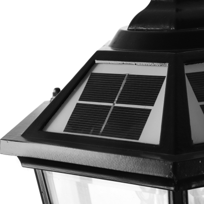 Vintage Style 20 Inches High Outdoor Solar LED Lamp Wall Mount in Black Finish
