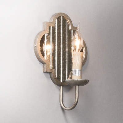 Vintage Style Candle Wall Light Metal Mirror 1 Light White Sconce Light for Dining Room Hallway