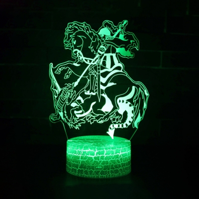 Warrior Pattern 3D Night Light Birthday Christmas Gift 7 Color Changing LED Bedside Light with Touch Sensor
