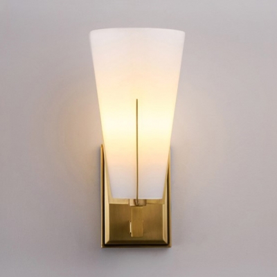 White Shade Wall Light 1 Light Contemporary Metal Glass Sconce Light for Kitchen Bathroom