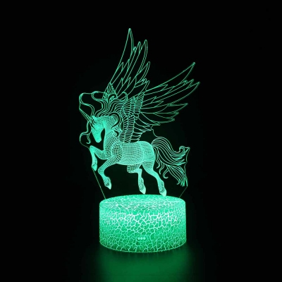 7 Color Changing Unicorn 3D Illusion Light Touch Sensor Remote Control LED Night Lamp for Gift Boys Girls