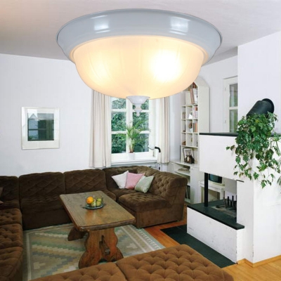 Dome Shape Flush Mont Light 3 Lights Vintage Style Overhead Light in White for Dining Room Living Room